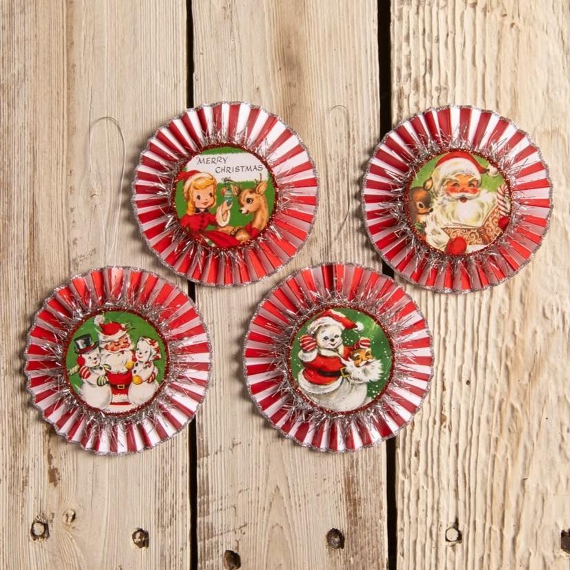 Kitschmas Rosette Ornaments Set of 4 by Bethany Lowe Designs