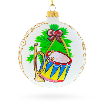 Trumpet and Drum Music Instruments Glass Ball Christmas Ornament 4 Inches