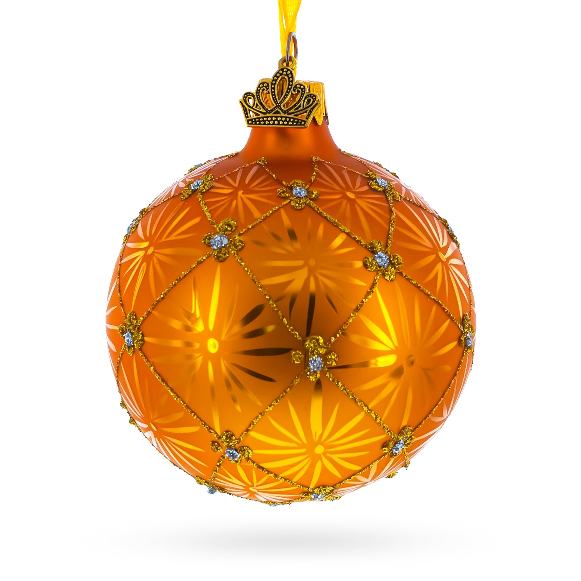 1897 Coronation Royal Gold Glass Christmas Ornament 3.25 Inches