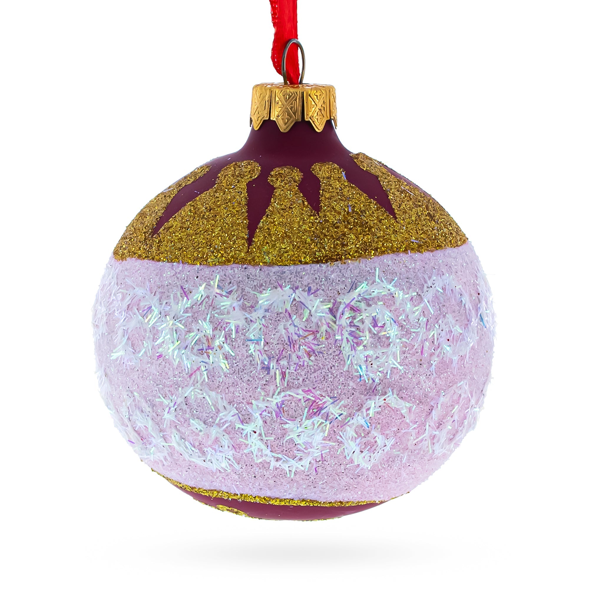 Nutcracker Glass Ball Christmas Ornament 3.25 Inches