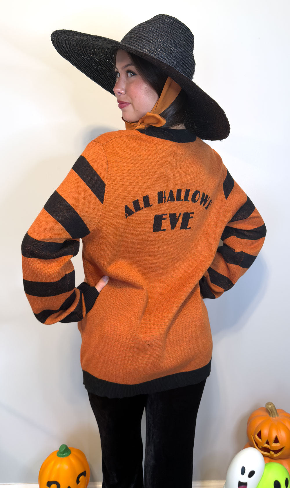 All Hallows Eve Vintage Halloween Pinup Unisex Crew Neck Sweater