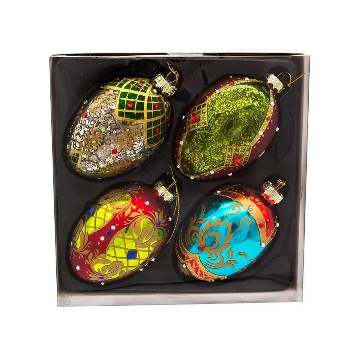 Kurt Adler 65MM Glass Egg Ornaments (4-Piece Set)