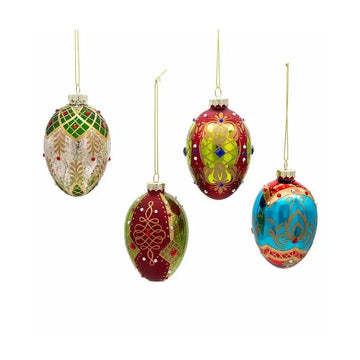 Kurt Adler 65MM Glass Egg Ornaments (4-Piece Set)