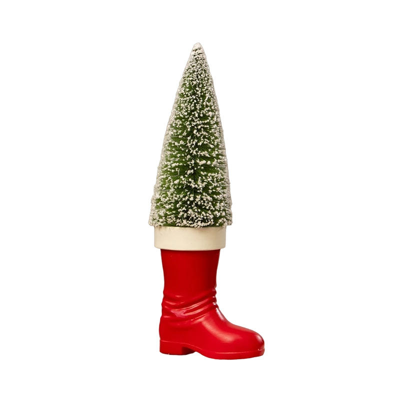 Large Santa Boot with Bottle Brush Tree