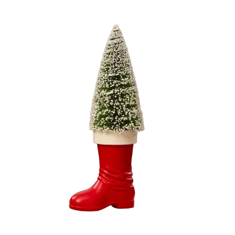 Medium Santa Boot with Bottle Brush Tree
