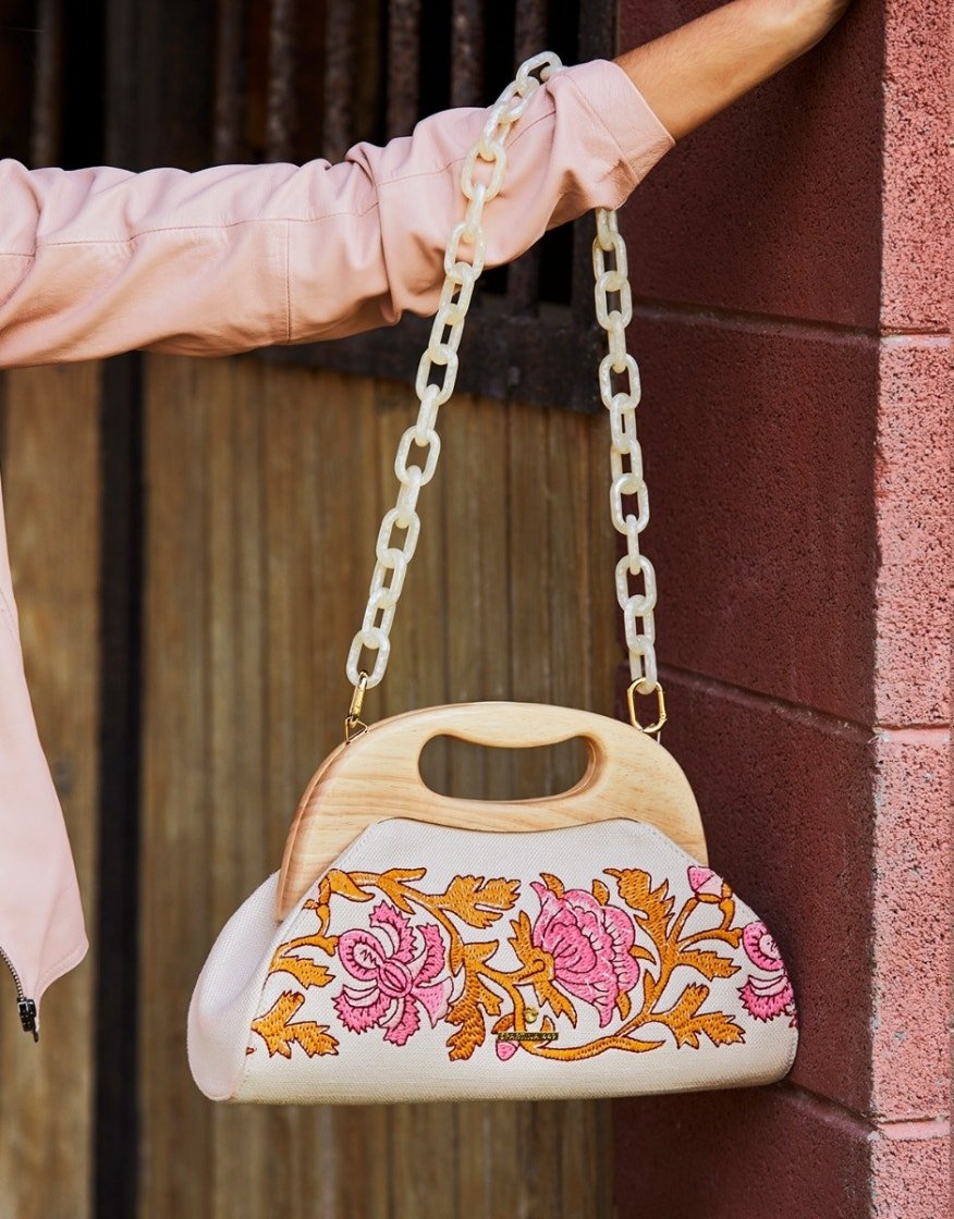 Miranda Clutch - Pepper Hall Woodblock Floral