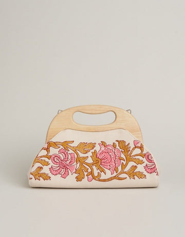 Miranda Clutch - Pepper Hall Woodblock Floral