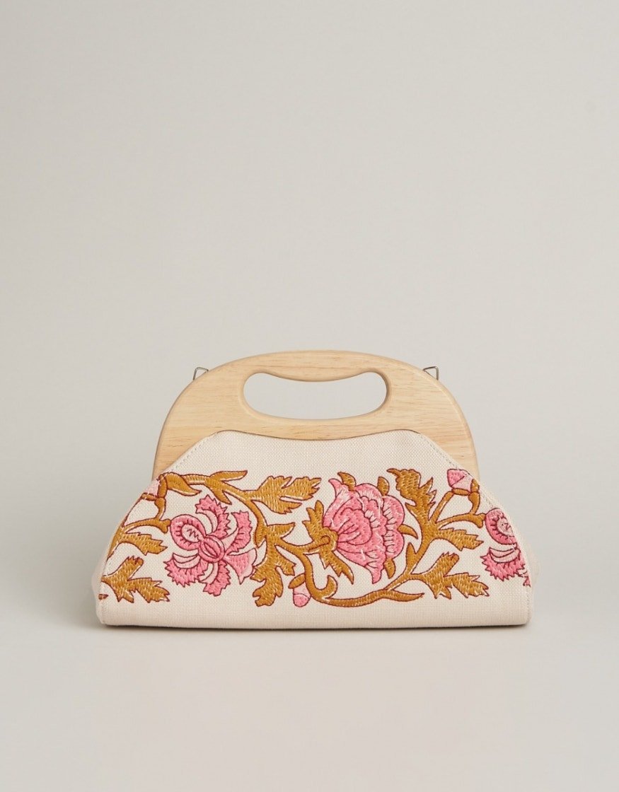 Miranda Clutch - Pepper Hall Woodblock Floral