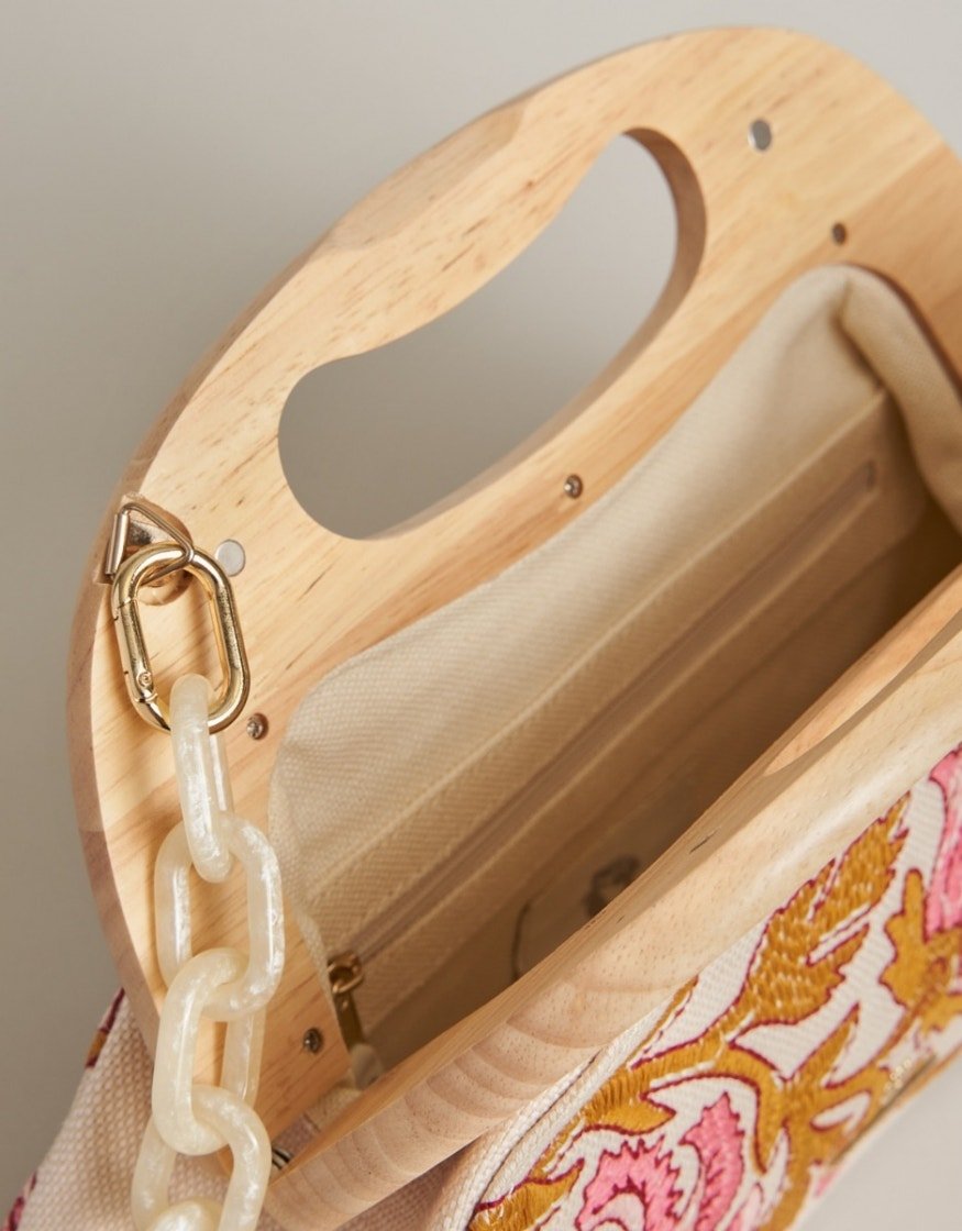 Miranda Clutch - Pepper Hall Woodblock Floral