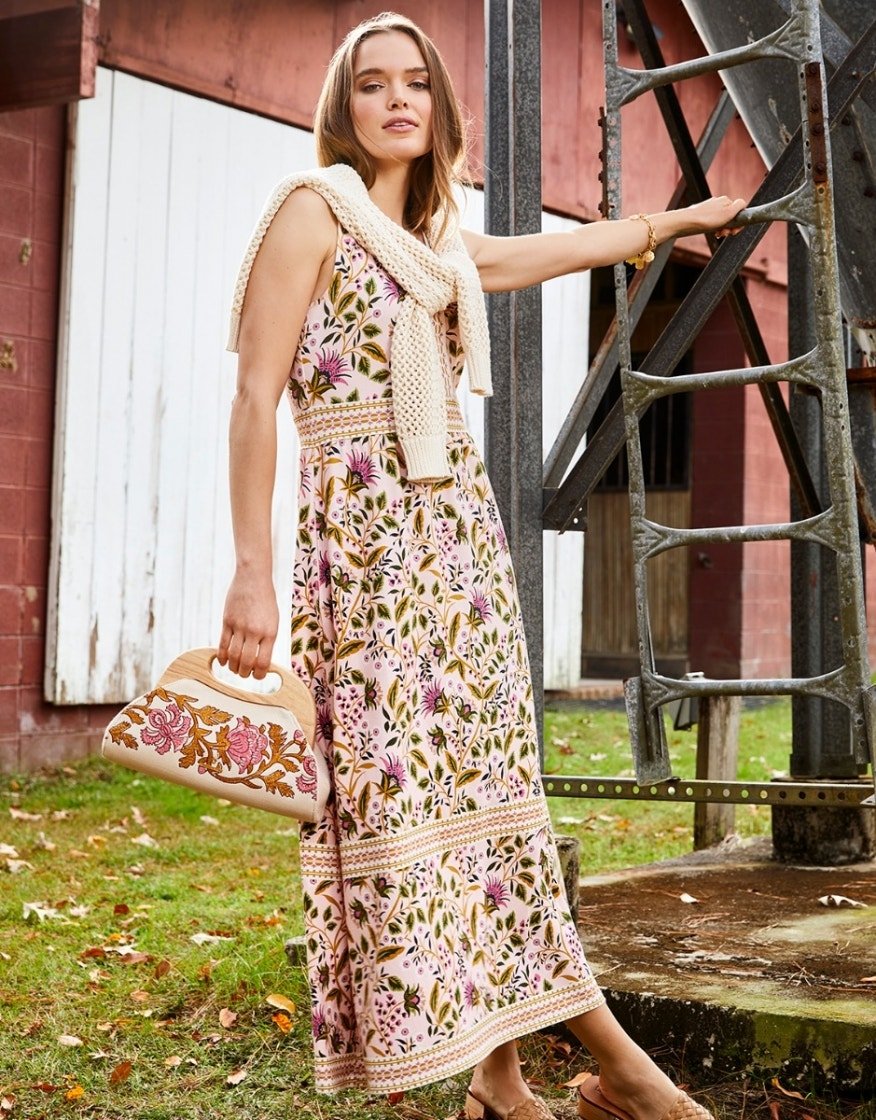 Miranda Clutch - Pepper Hall Woodblock Floral