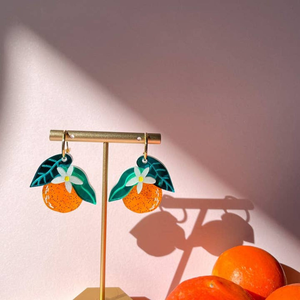Orange Dangle Acrylic Earrings