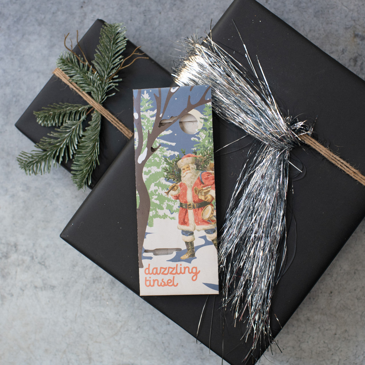 Silver Christmas Tinsel in Retro Box