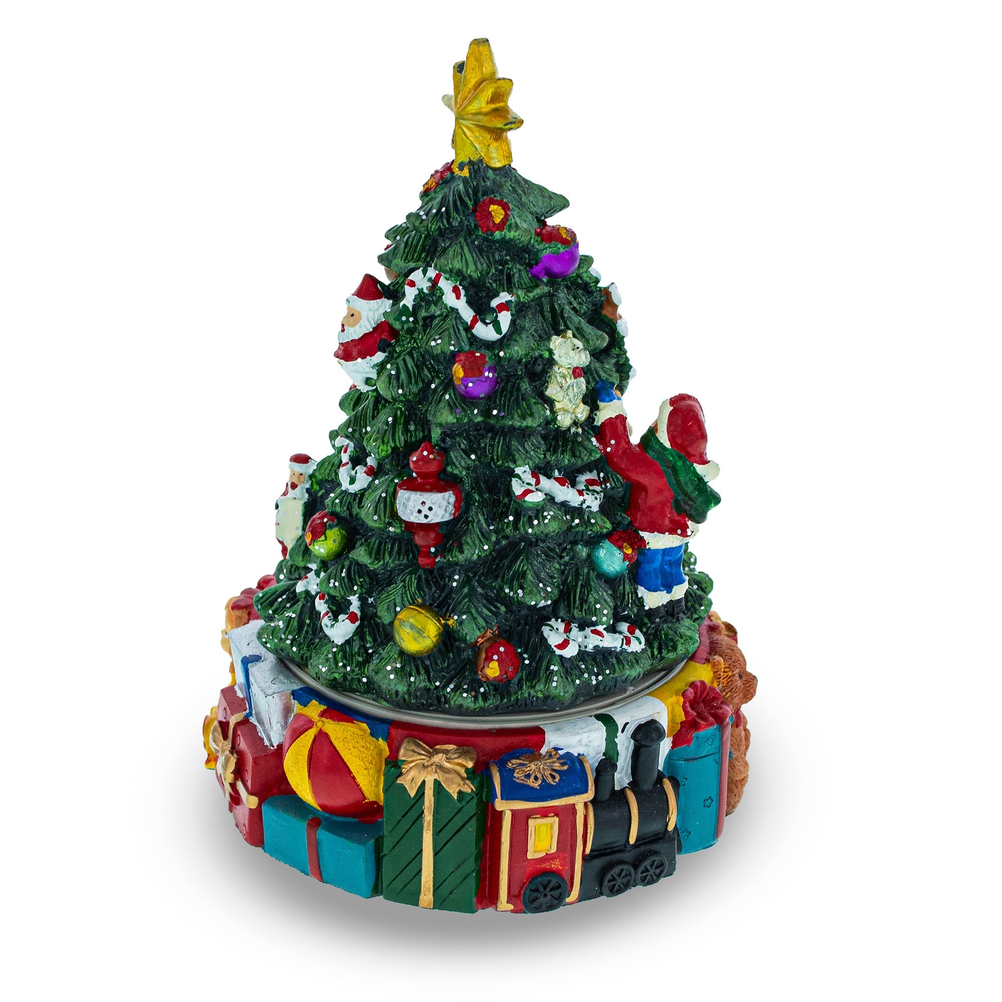 Spinning Base Musical Figurine with Children Decorating Christmas Tree