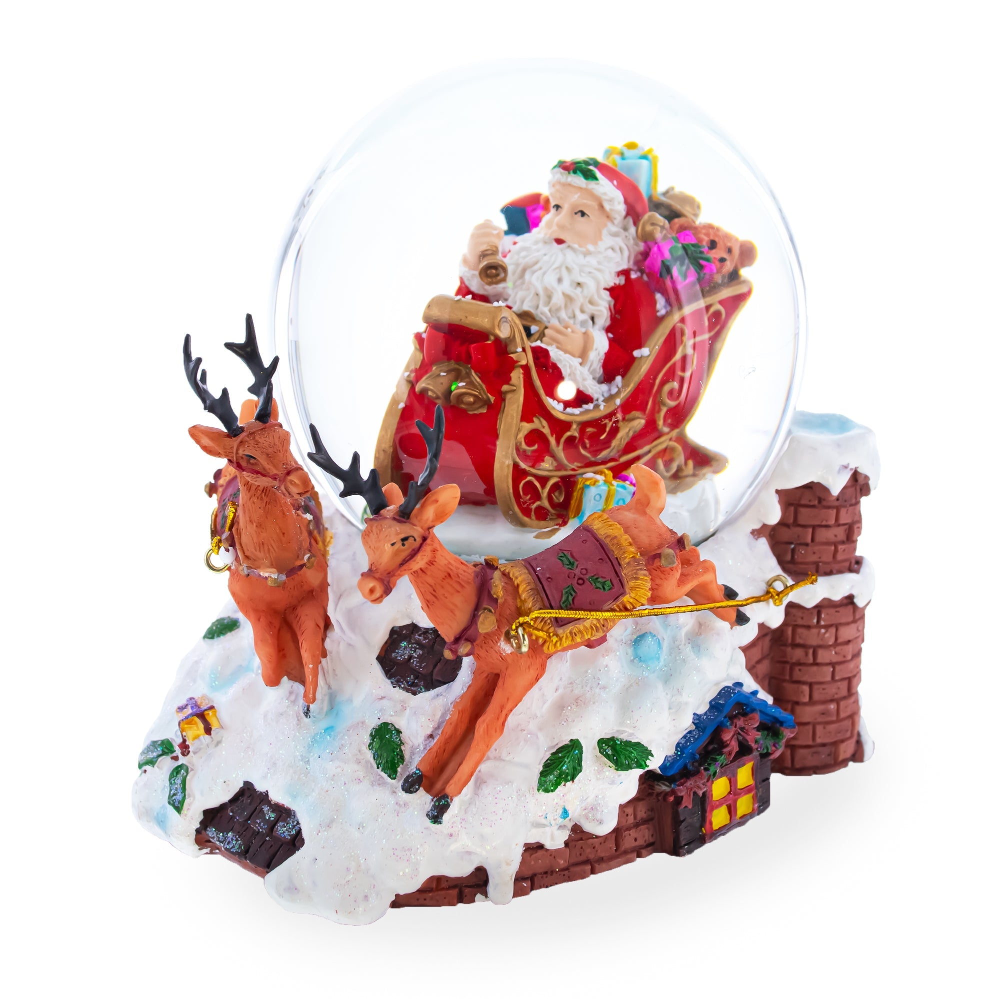 Santa Delivering Gifts Musical Christmas Water Snow Globe