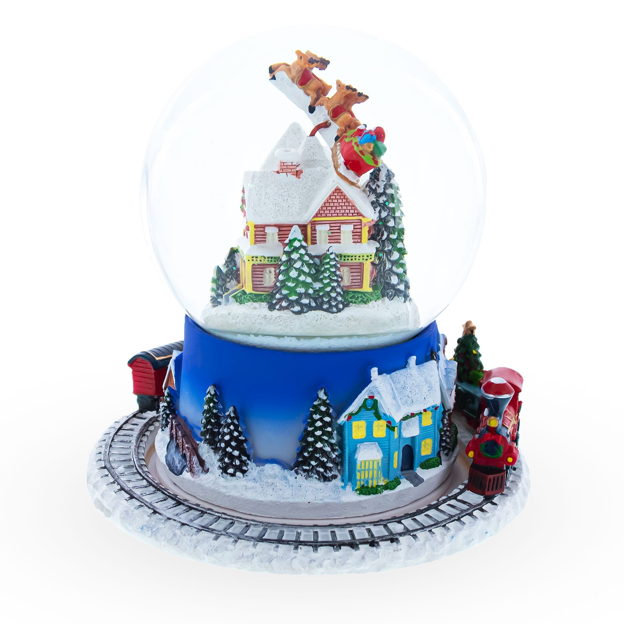 Moving Train Base Musical Christmas Water Snow Globe