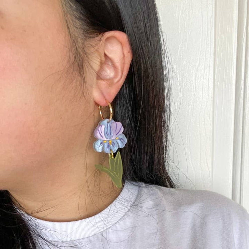 Purple Iris Acrylic Earrings