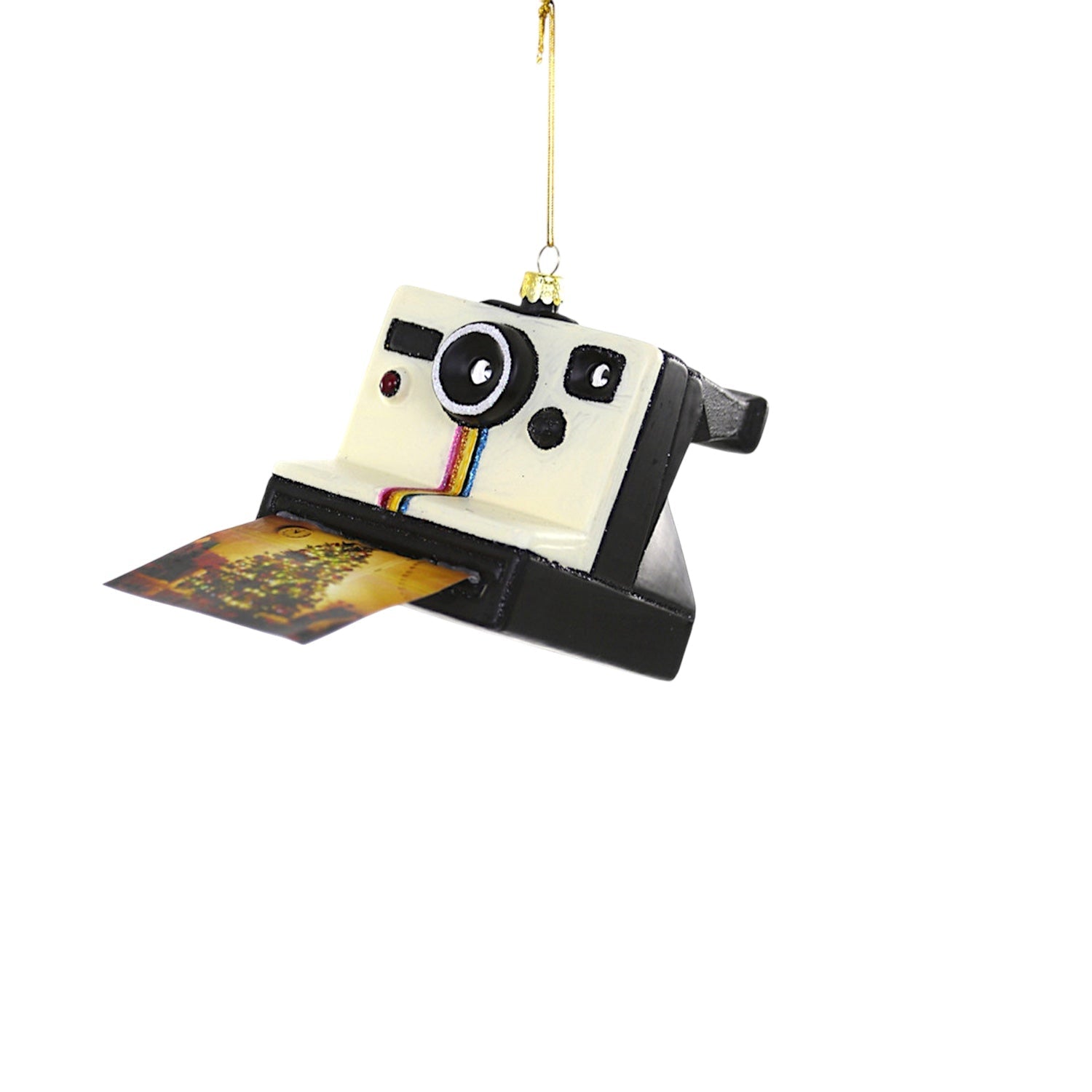 Retro Polaroid Instant Camera Glass Ornament