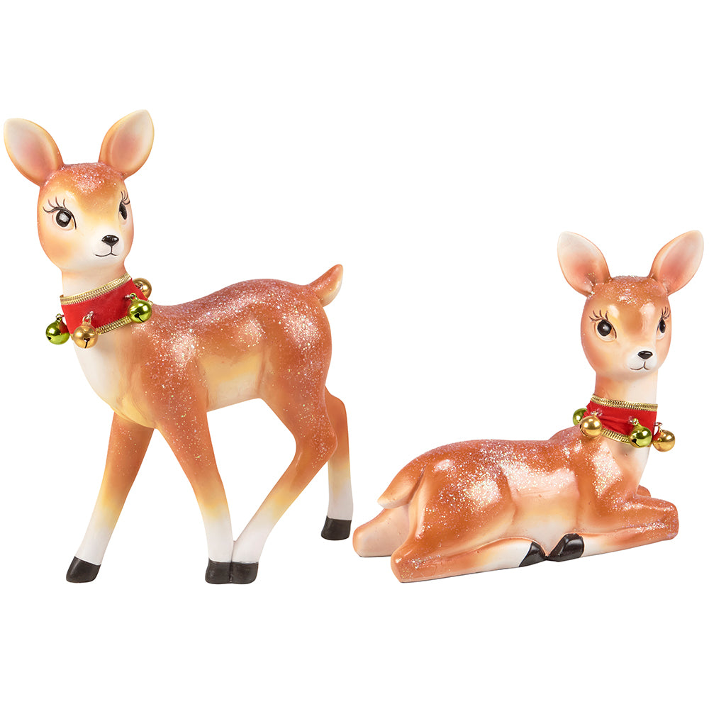 Retro Christmas Deer Figurine Set of 2