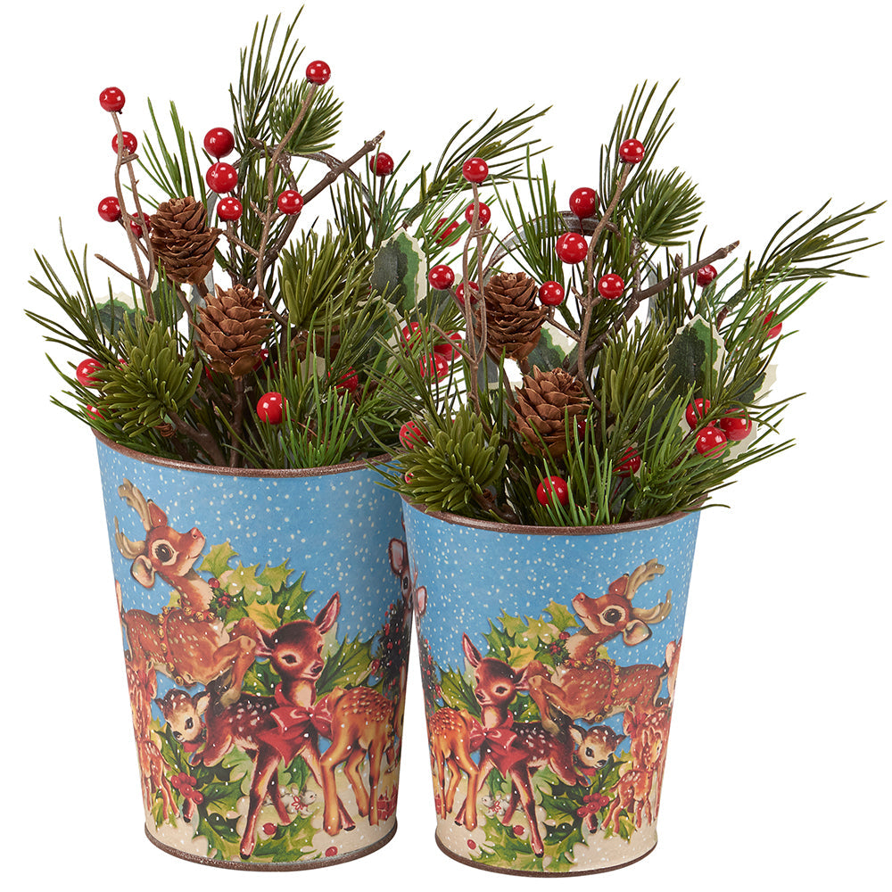 Retro Christmas Deer Wall Bucket Set