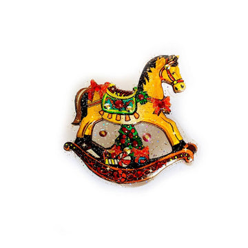 Rocking Horse Christmas Brooch by Rosie Rose Parker