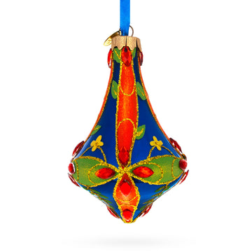 Kaleidoscope Bell Shape Finial Glass Christmas Ornament