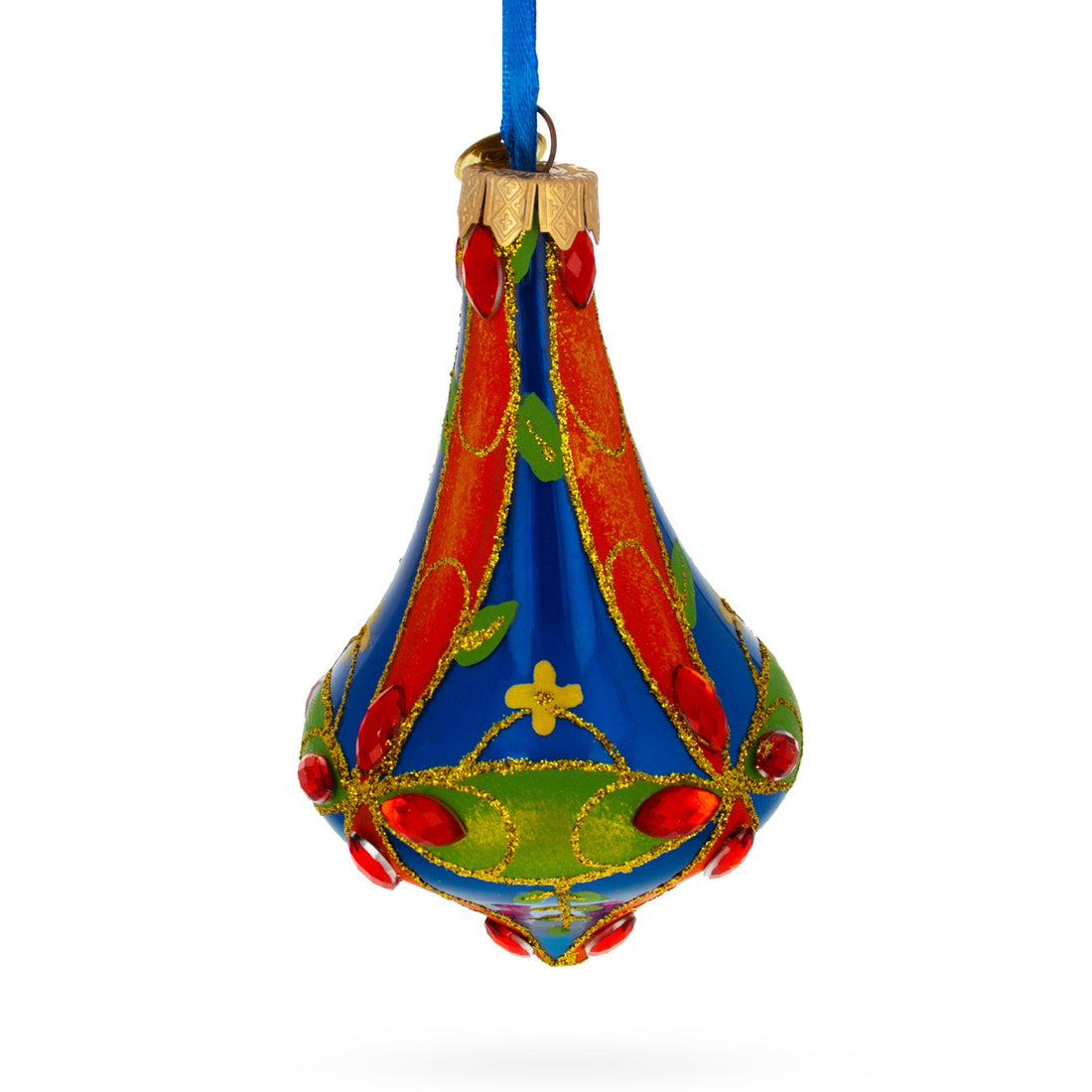 Kaleidoscope Bell Shape Finial Glass Christmas Ornament