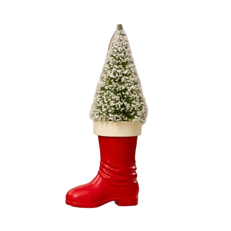 Santa Boot with Bottle Brush Tree Ornament