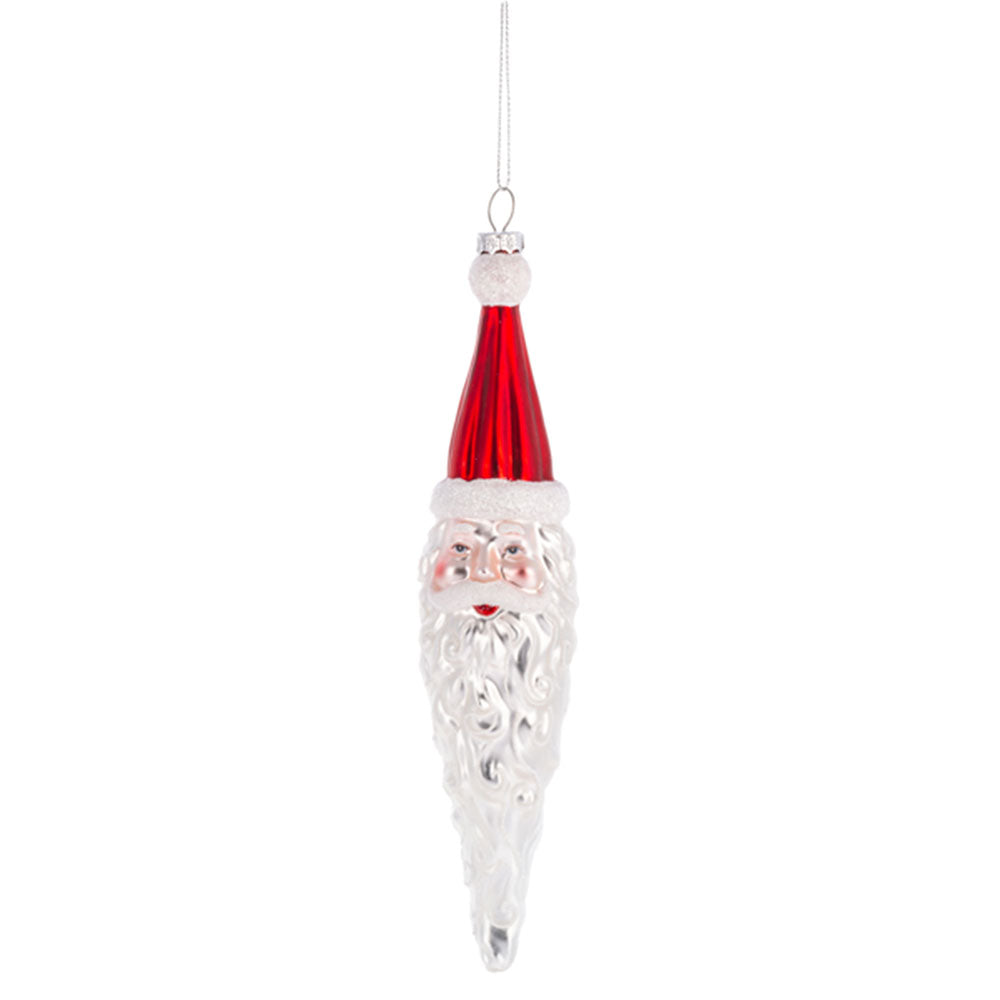Santa Icicle Blown Glass Ornament RED