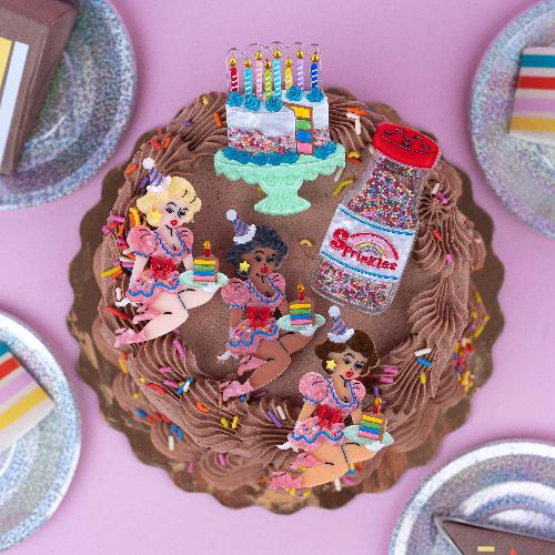 "Slice, Slice Baby" Birthday Cake Brooch by Lipstick & Chrome x Club Eggie