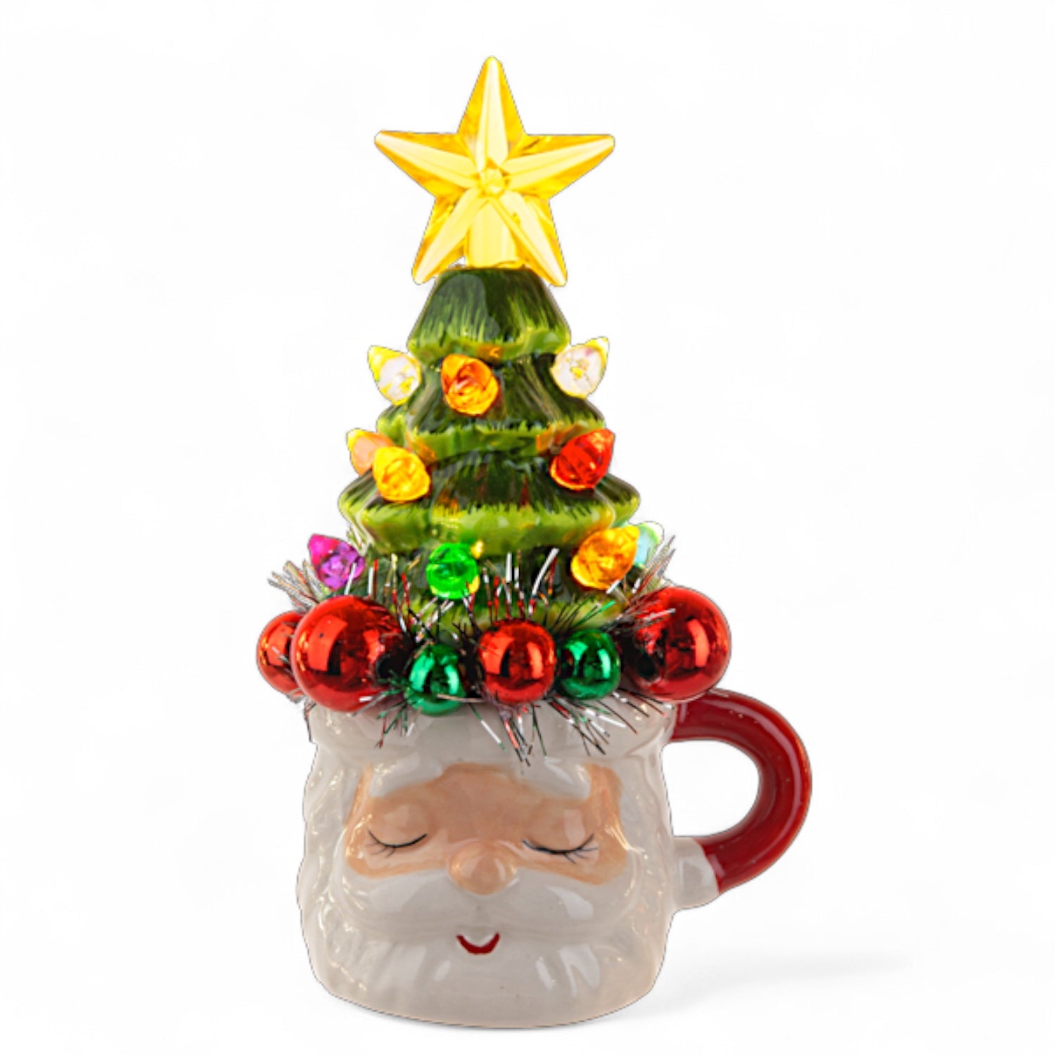 LED Tiny Santa Mug with Tree Figurine