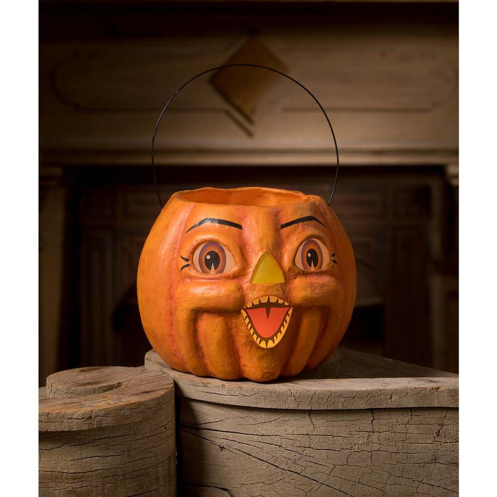 Spunky Pumpkin Bucket Paper Mache by Bethany Lowe Designs