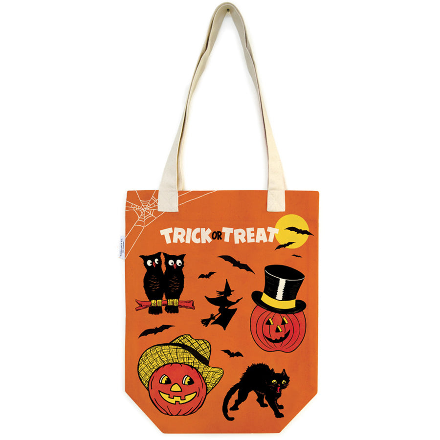 Trick or Treat Retro Halloween Canvas Tote