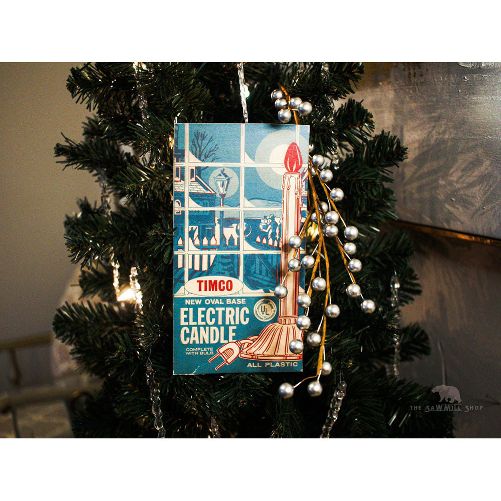 Timco Electric Candle Christmas Lights Box Wood Cutout-10"