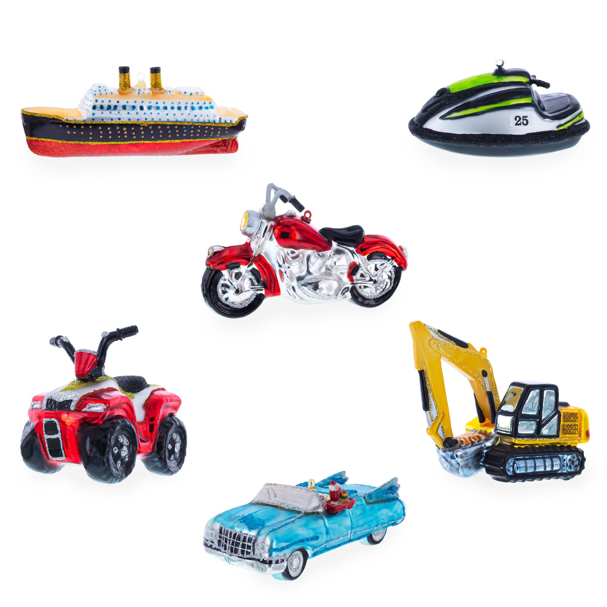 Classic Convertible Retro Car Glass Christmas Ornament