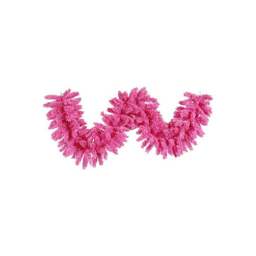 9' Flocked Pink Garland without Lights