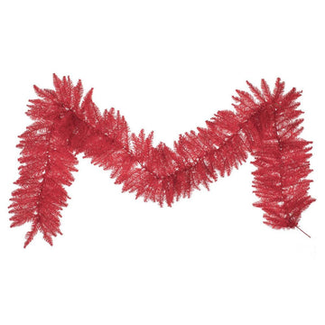 Vickerman 9' Red Fir Holiday Garland, Unlit