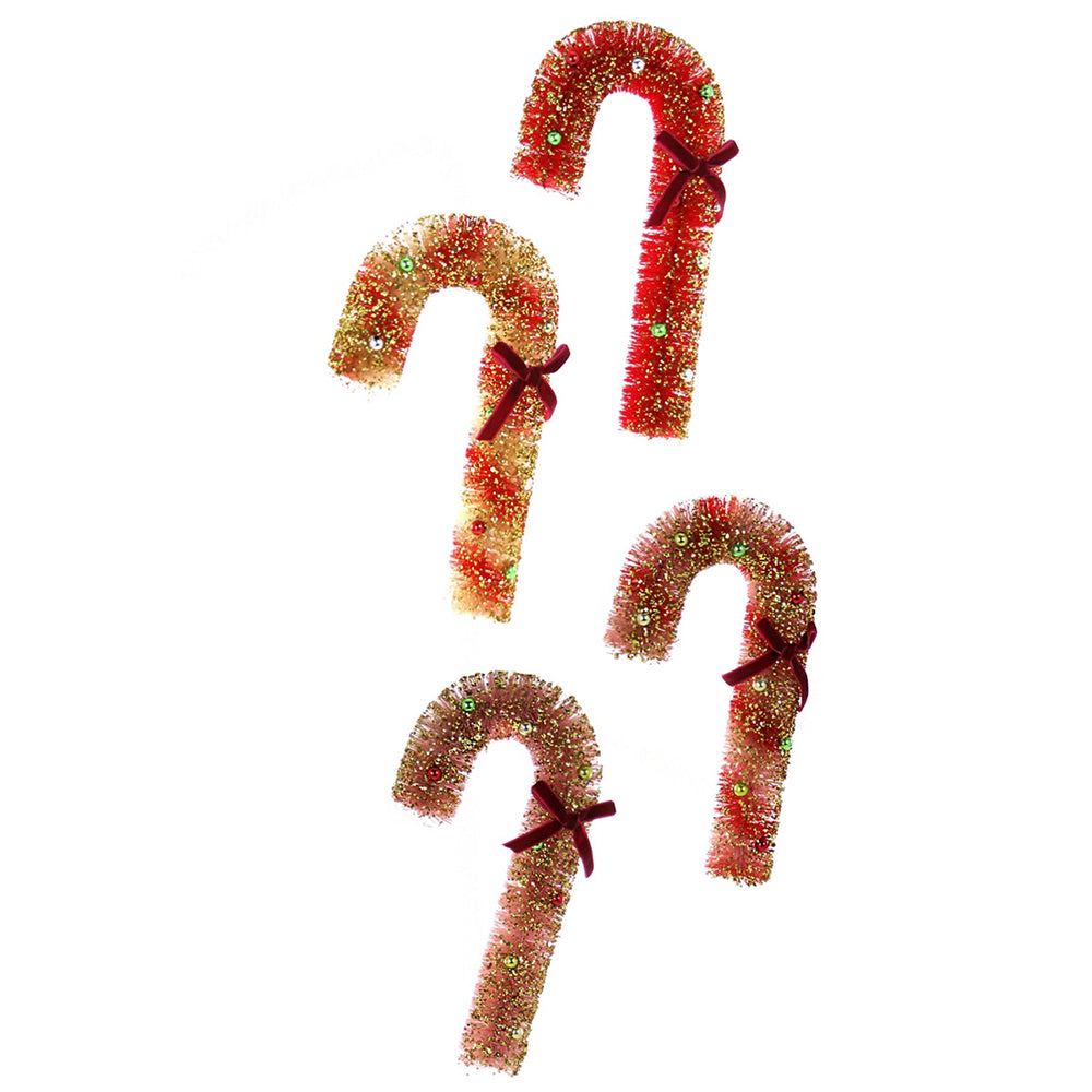 Vintage Brush Candy Canes 10" Set of 4 Asst