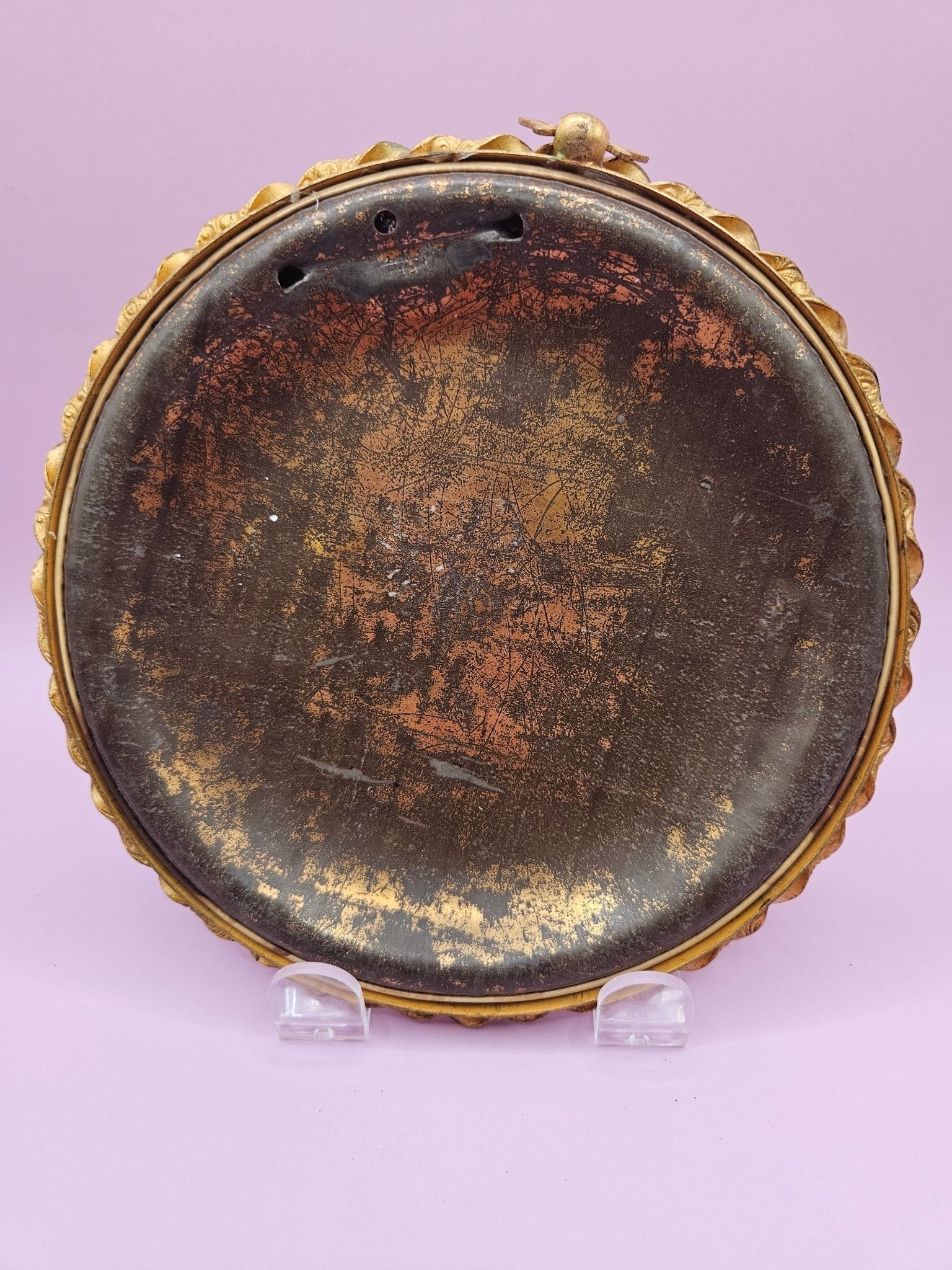 Vintage Celluloid Photo Button Young Child Gold Ornate Frame