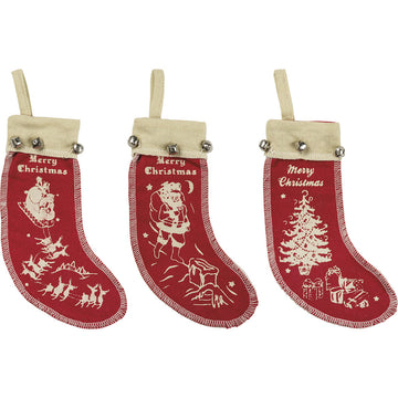 Vintage Felt Stockings Ornament Set/3