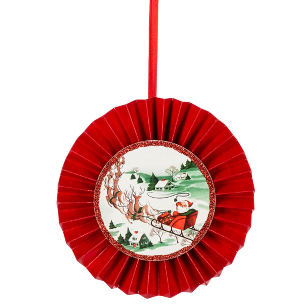 Vintage Holiday Disk Ornaments Set of 3