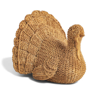 Wicker-Style Resin Turkey Centerpiece